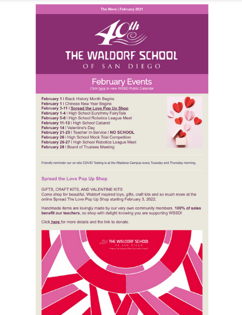 Waldorf School of San Diego | February Newsletter