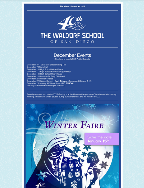 Waldorf School of San Diego | December Newsletter